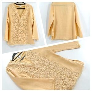 Harold's Women's Blouse Linen Lace Tunic size L